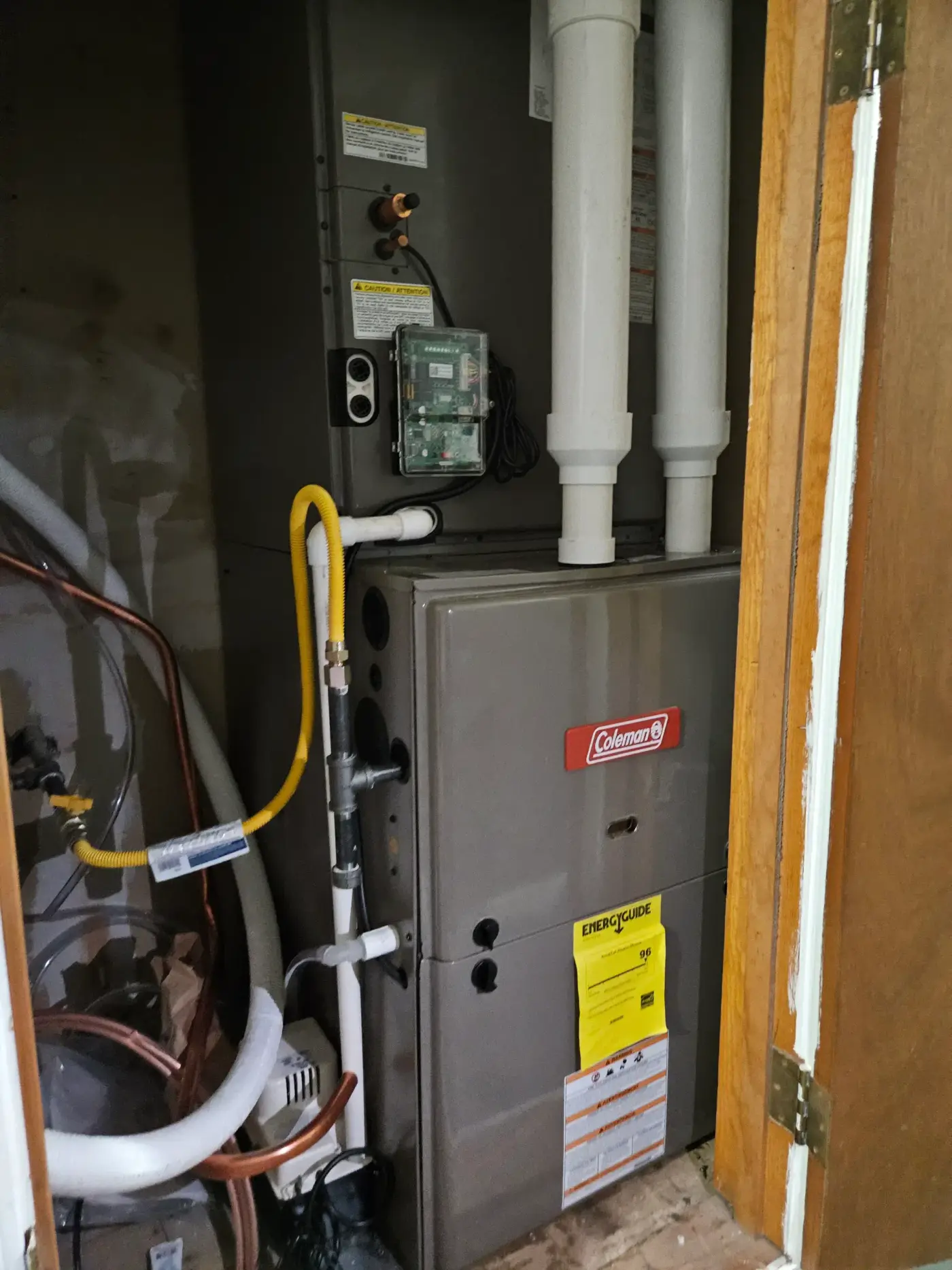 Furnace installation with connected venting and gas line by Armor Heating & Cooling